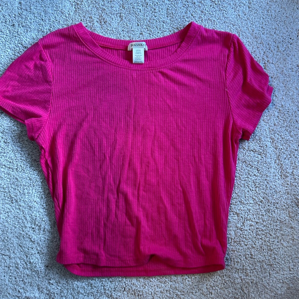 Bozzolo Fuchsia Ribbed Tee